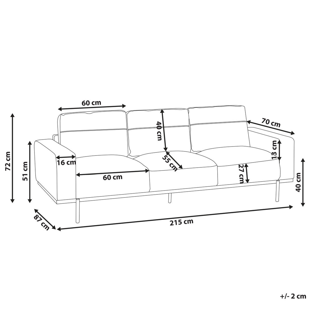 3-SITZER-SOFA Kunstleder schwarz Sovik - Schwarz, Kunststoff/Textil (215/72/87cm) - Beliani