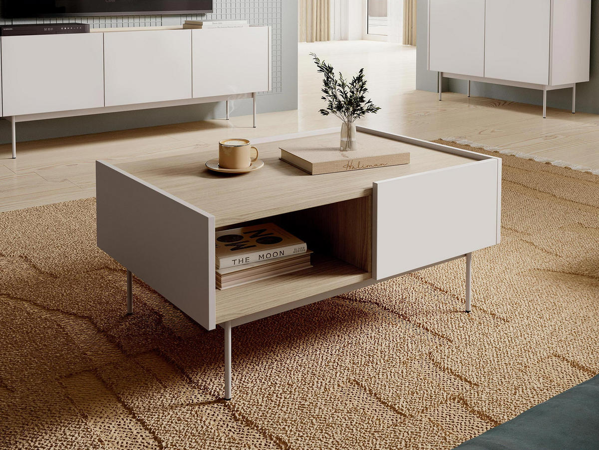 COUCHTISCH Color L97 - Creme, Holzwerkstoff/Metall (65/97/45cm) - MIRJAN24