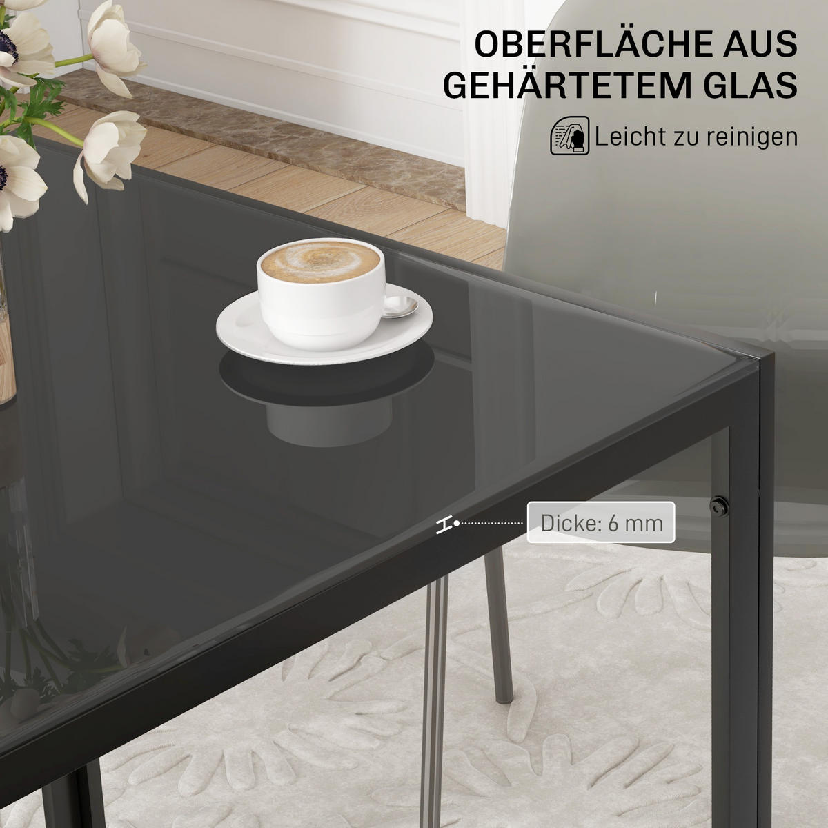 ESSTISCH Schwarz 75.0/75.0/75.0 - Schwarz, Metall (75/75/75cm)