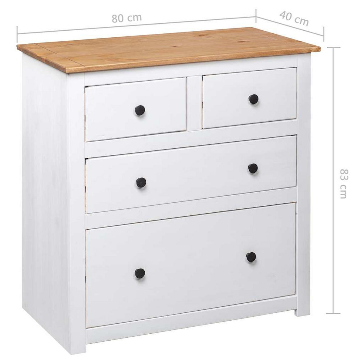 KOMMODE Weiß 80/40/83 Cm Kiefernholz Panama - Weiß, Holz (80/83/40cm) - vidaXL