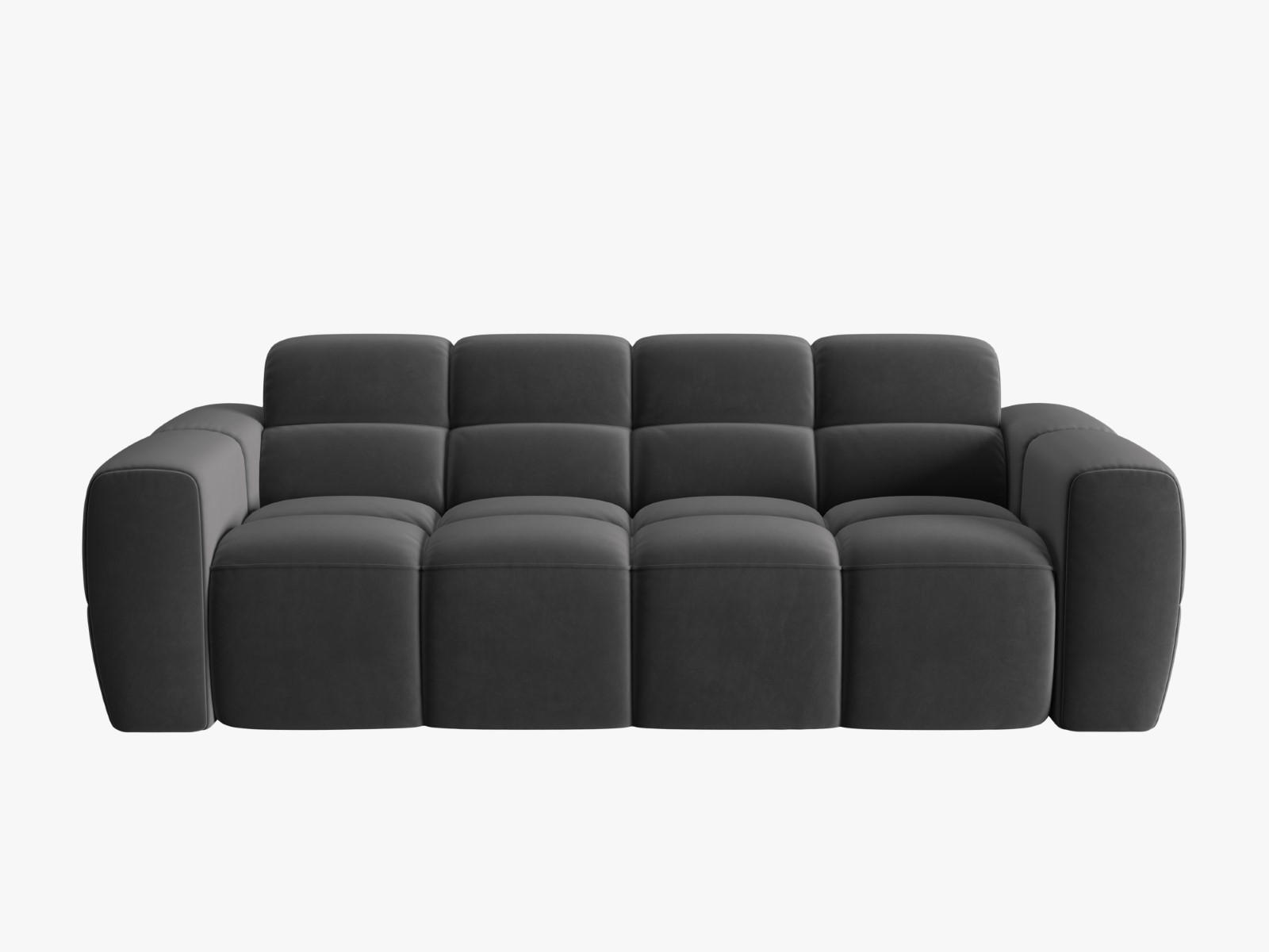 SOFA Lisa aus Samt dunkelgrau 3 Sitzplätze - Dunkelgrau, Textil (101/77/216cm) - Micadoni
