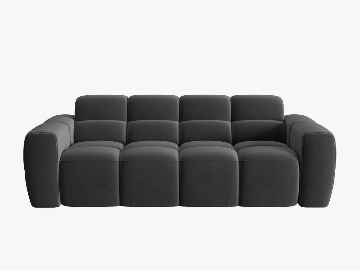SOFA Lisa aus Samt dunkelgrau 3 Sitzplätze - Dunkelgrau, Textil (101/77/216cm) - Micadoni