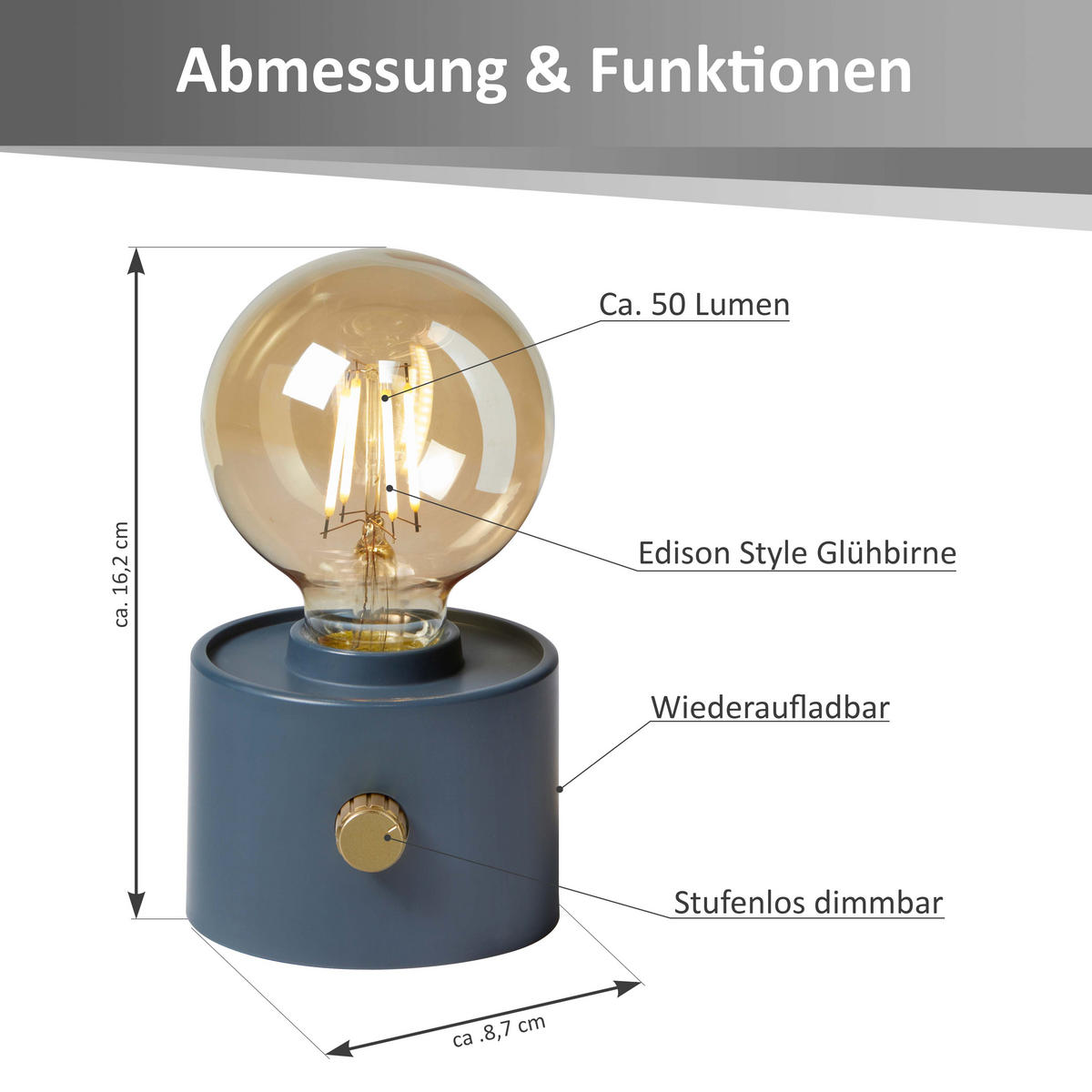 LED-TISCHLAMPE Vintage Edison dimmbar 10x9x16cm 2er-Set Anthrazit - Anthrazit, Kunststoff (10/8.7/16cm) - Northpoint