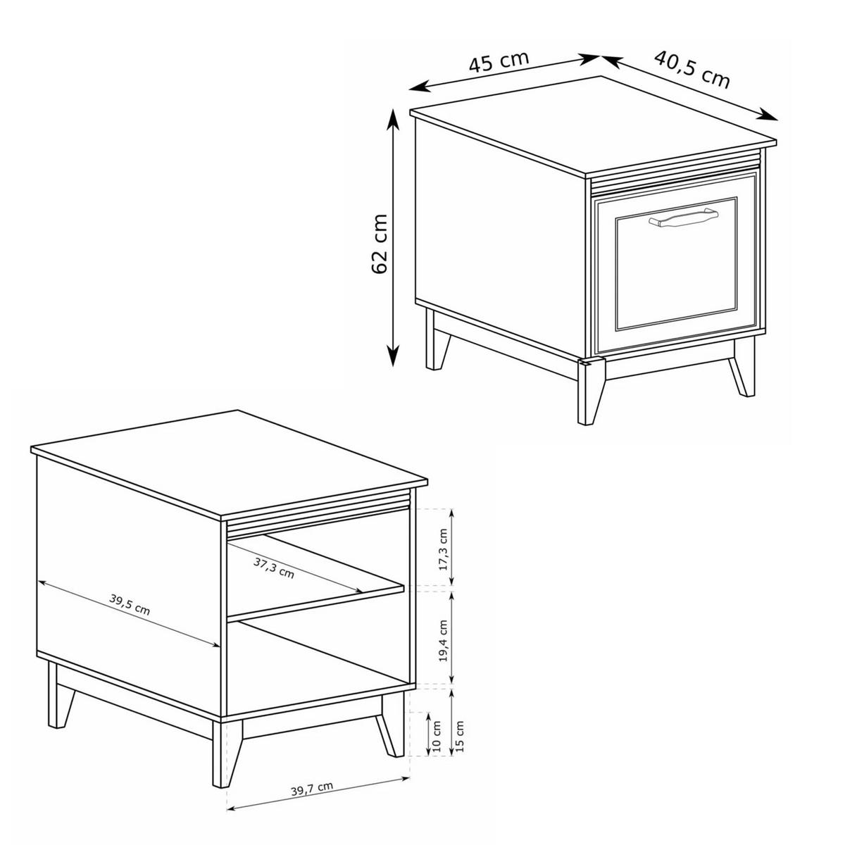 NACHTSCHRANK DIUNA 45/41/62 cm, Kaschmir - Kaschmir, Holzwerkstoff/Metall (45/62/40.5cm) - Idohome
