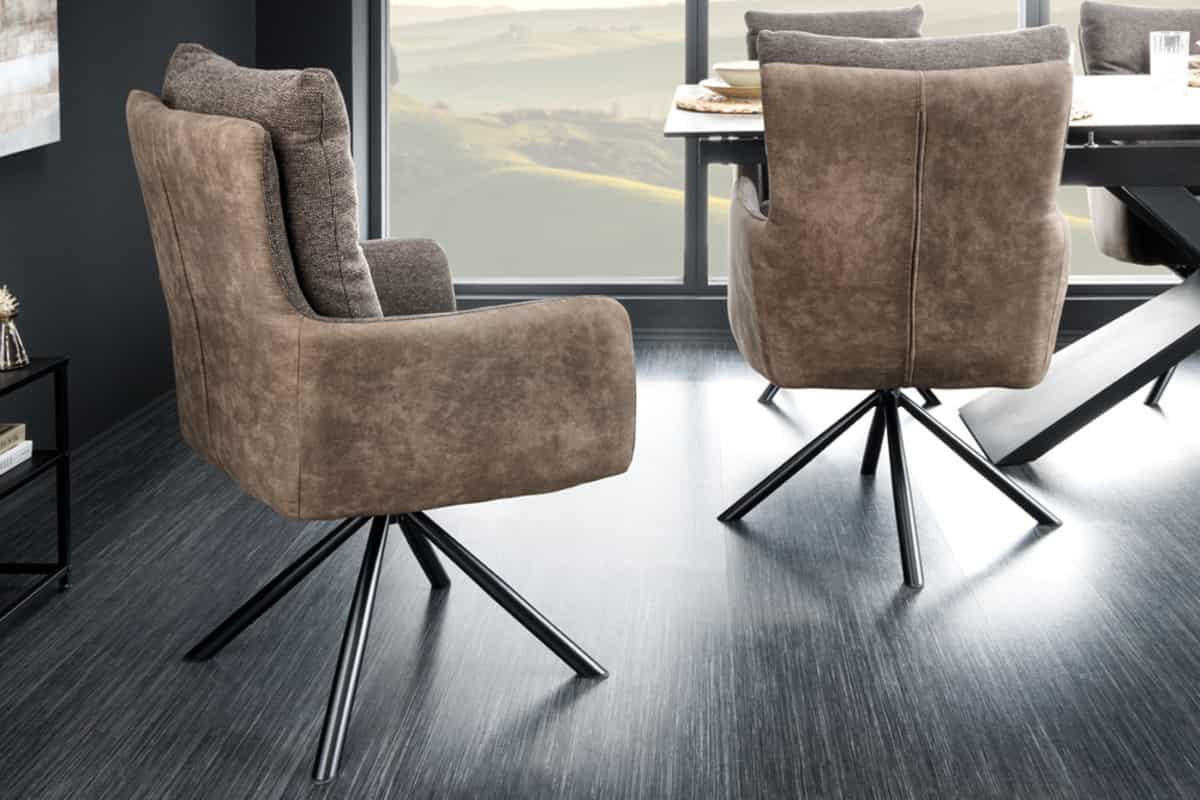 STUHL BIG GEORGE Microfaser Taupe 90 cm - Taupe/Schwarz, Textil/Metall (58/90/68cm) - riess-ambiente