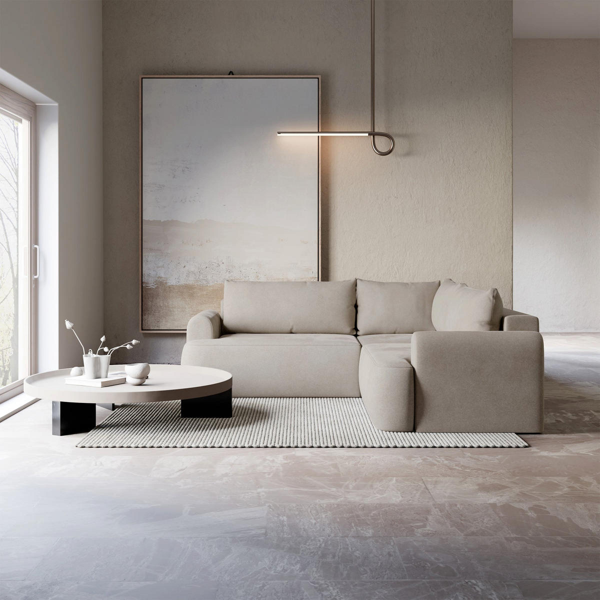 ROHOVÁ POHOVKA Ovo Tmavě šedá látka univerzální s úložným prostorem - černá/béžová, textil/plast (245/245cm) - Selsey