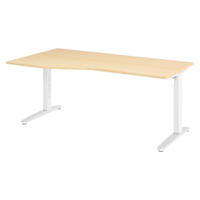 SCHREIBTISCH Serie-XB 100/180/74 cm in Ahornfarben/Weiß/Alu poliert - Silberfarben/Ahornfarben, Holzwerkstoff (100/180/74cm) - bümö