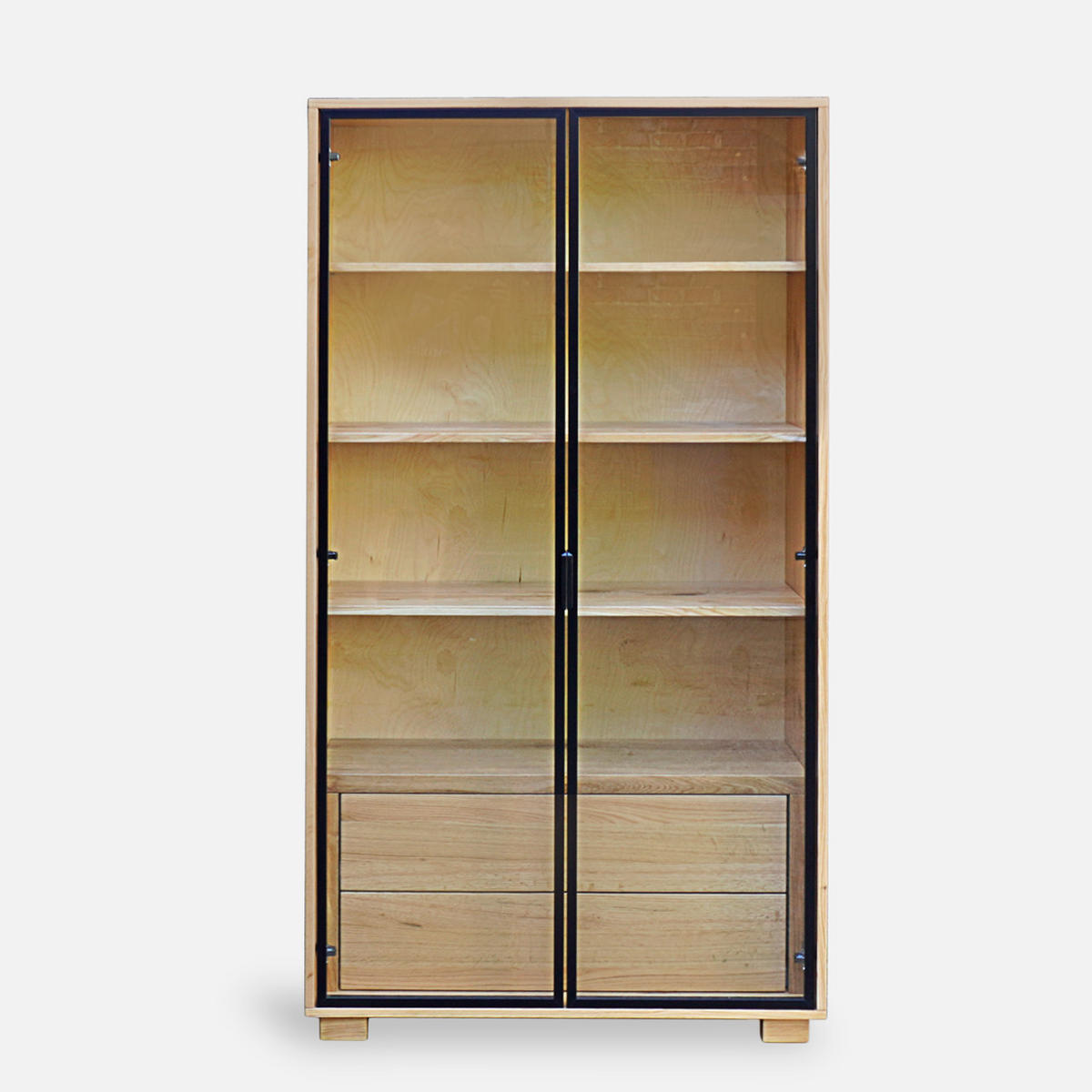 HOLZ-VITRINE 2 Schubladen und 4 Regale MERIS I - Eichefarben, Holz (100/205/45cm) - Rawood Furniture