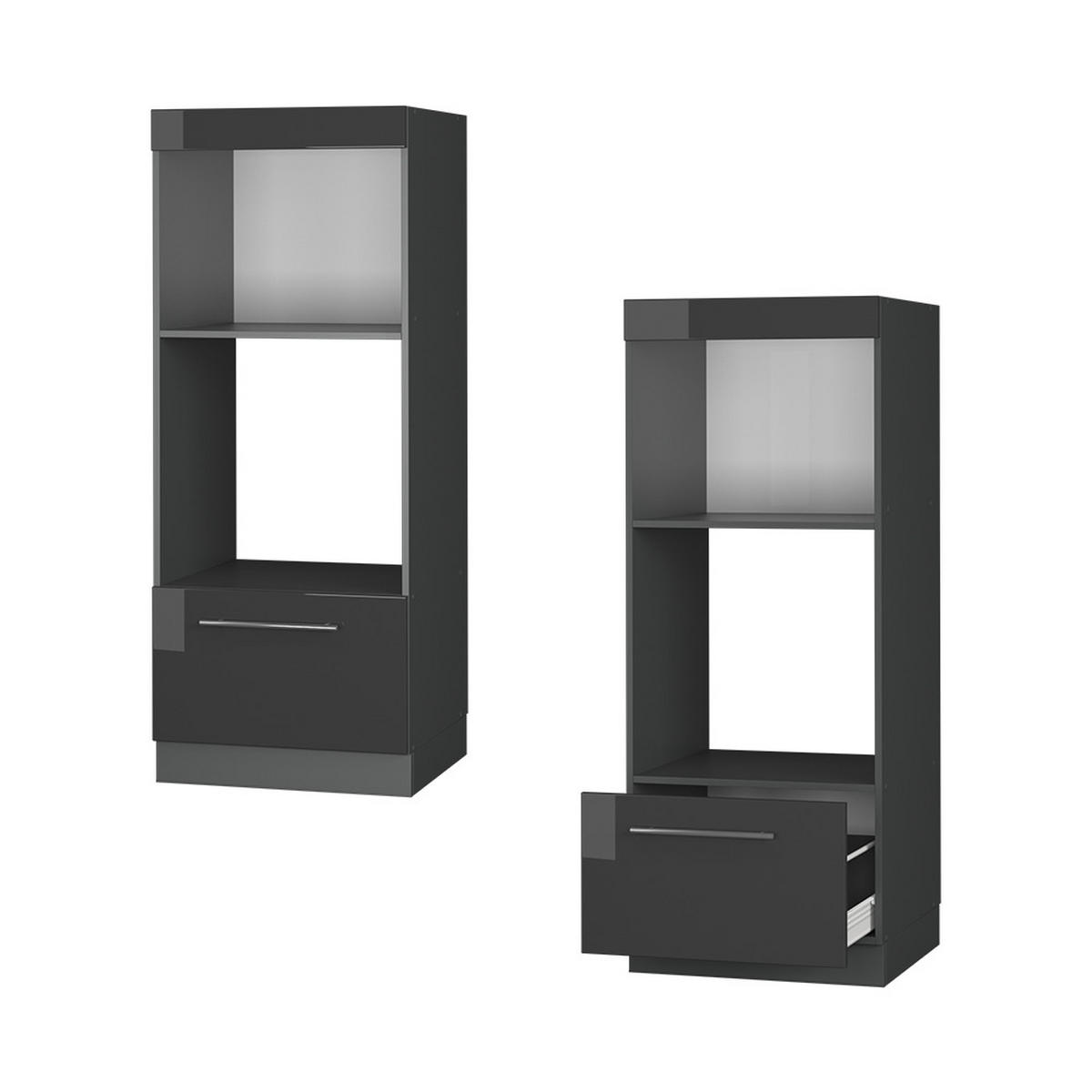 SKŘÍŇKA NA MIKROVLNNOU TROUBU Fame-Line Antracitový vysoký lesk - antracitová/vysoce lesklá černá, kompozitní dřevo (60/153.6/58.1cm) - Vicco