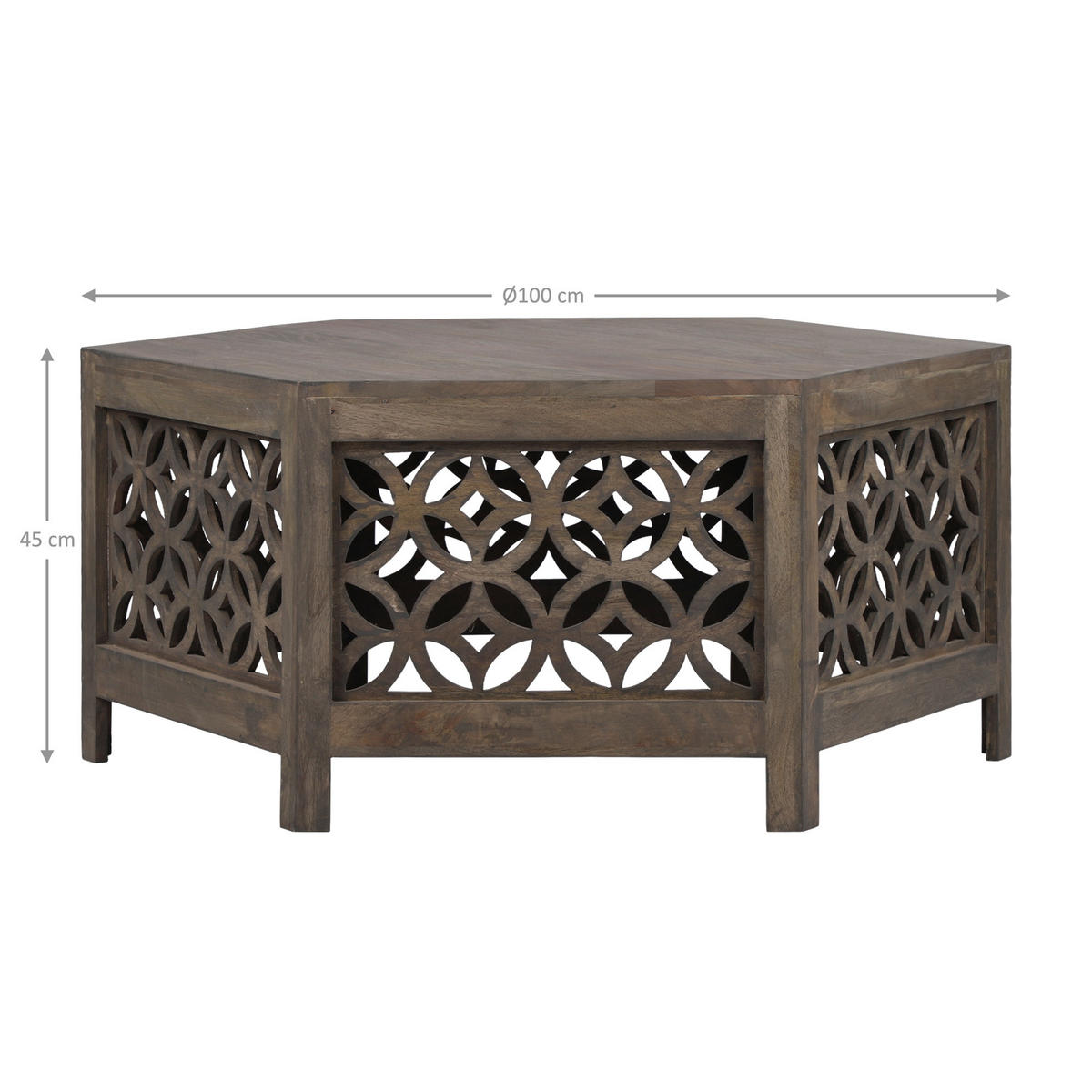 COUCHTISCH Ø100x45 cm rund Natur handgefertigt aus Mangoholz - Naturfarben, Holz (100/45/100cm) - WOMO-DESIGN