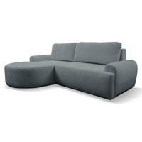 ECKSOFA Dream in L-Form mit Schlaffunktion und Bettkasten, Farbe: Grau, Bouclé-Stoff, Ottomane Links - Grau, Textil (136/260cm) - VENASI MÖBEL