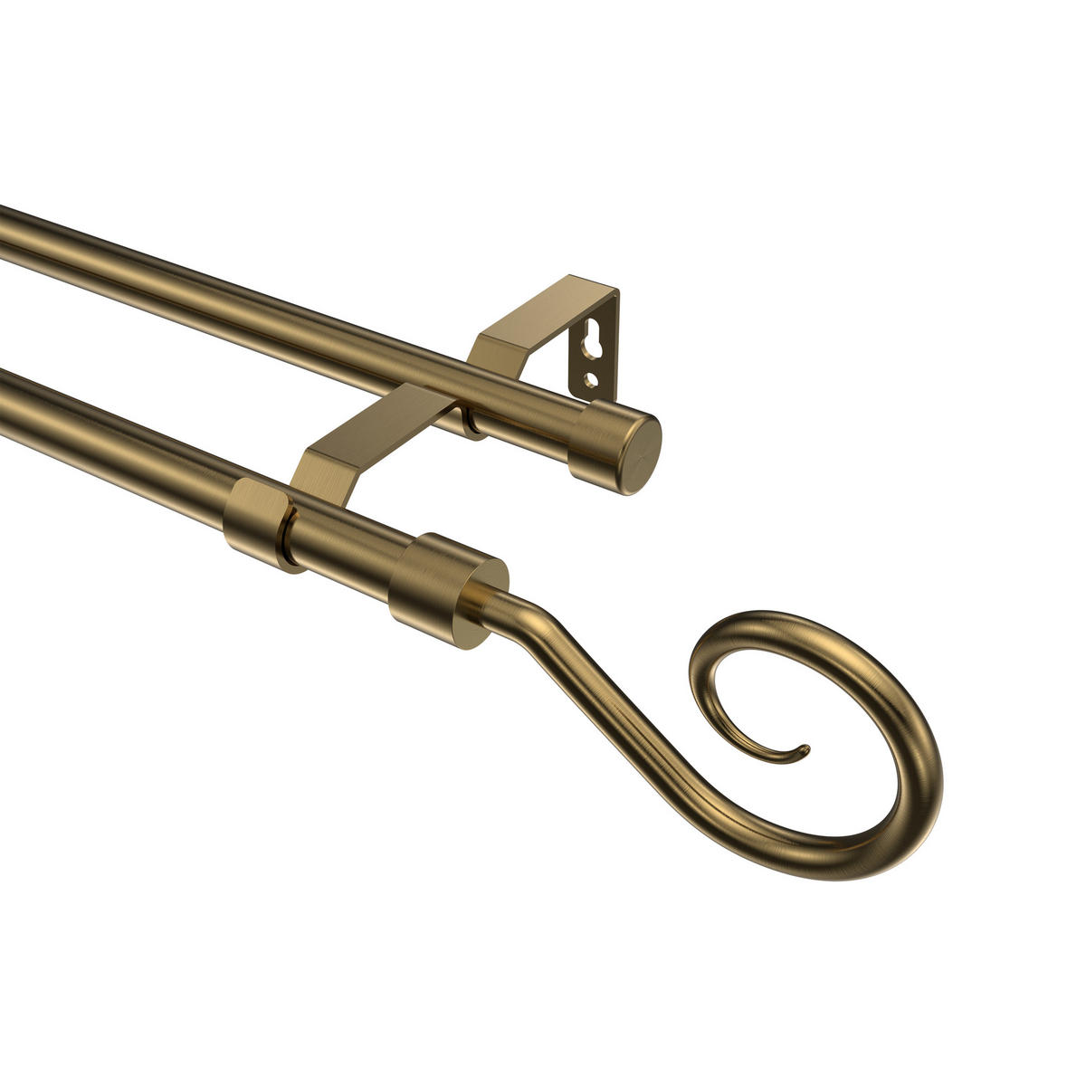 GARDINENSTANGE Olymp Allegra 100 cm, 2-läufig (ohne Ringe), 16 mm Ø Messing Antik - Messingfarben/Bronzefarben, Metall (100cm) - INTERDECO