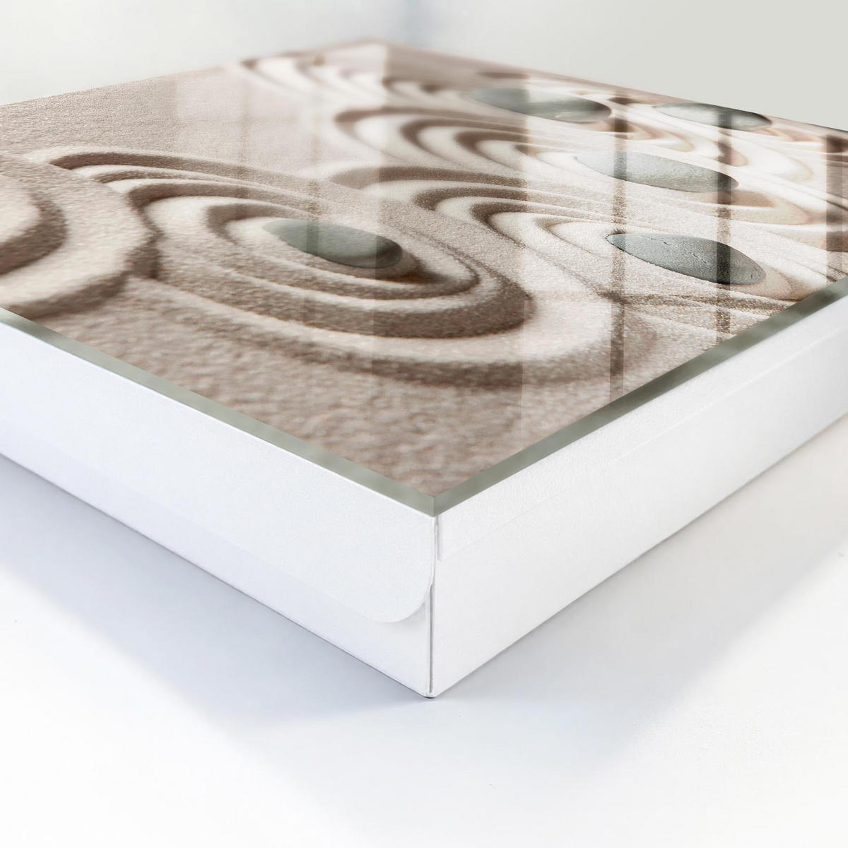 SCHLÜSSELBOX Weiß 30x30 cm – Türöffnung nach rechts - Zen-Frieden - Beige, Metall (30/30/5cm) - TULUP
