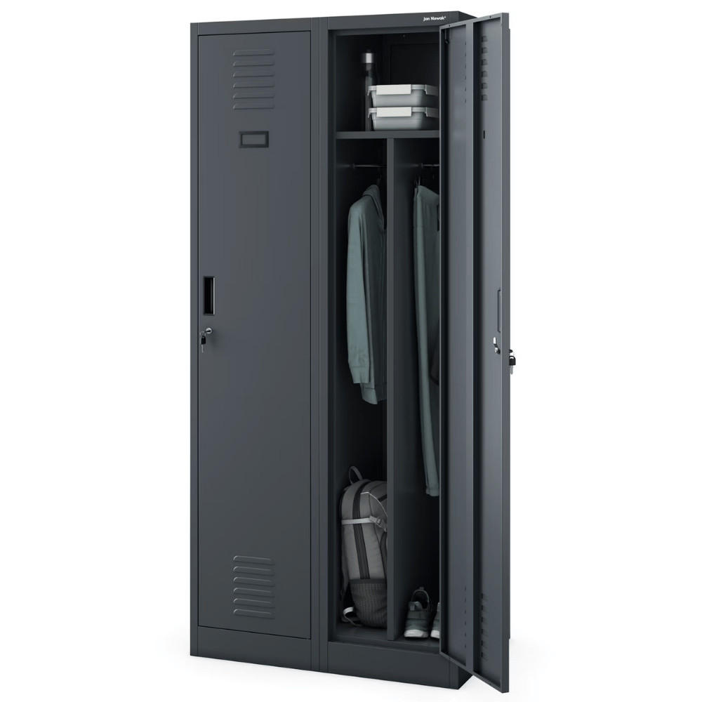UMKLEIDESCHRANK Spind WIEN 2 Abteile 180x80x50cm Anthrazit - Anthrazit, Metall (80/180/50cm) - DELUKE