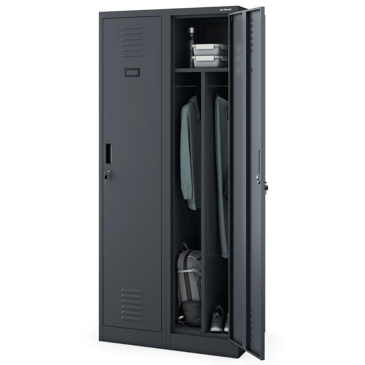 UMKLEIDESCHRANK Spind WIEN 2 Abteile 180x80x50cm Anthrazit - Anthrazit, Metall (80/180/50cm) - DELUKE