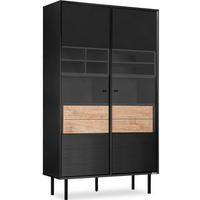 VITRINENSCHRÄNK LOFTY TV/Kreuzeinlage, schwarz / Eiche natur - Eichefarben/Schwarz, Holzwerkstoff (102/174/41cm) - KONSIMO®