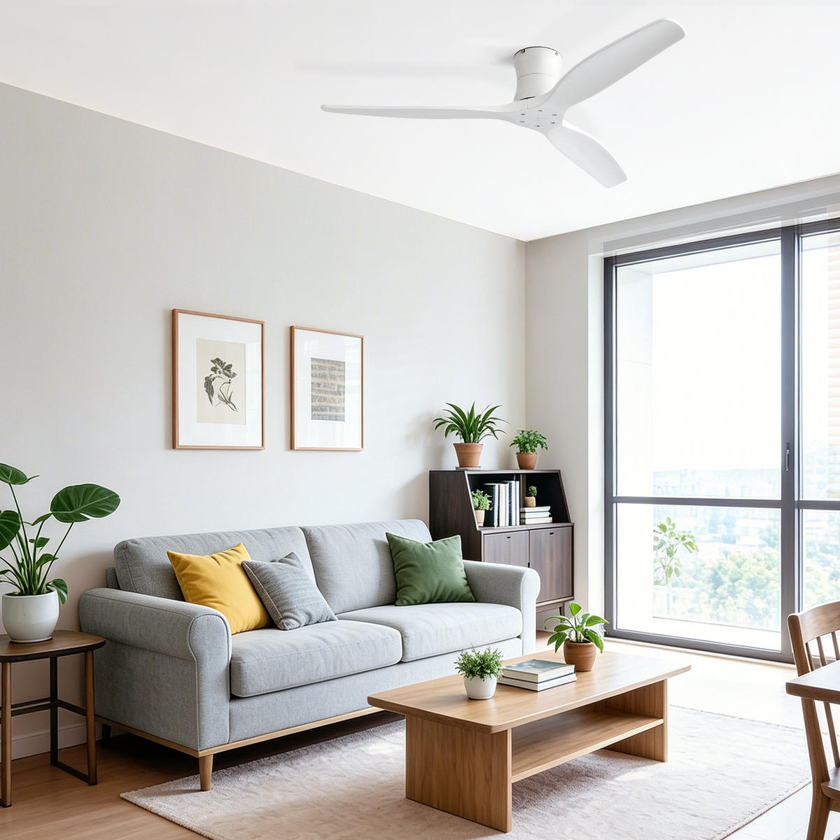 DECKENVENTILATOR 52Zoll Ohne Licht Massivholz Flügel DC Motor - Weiß, Kunststoff (132.08/132.08/28.5cm) - CASIVA