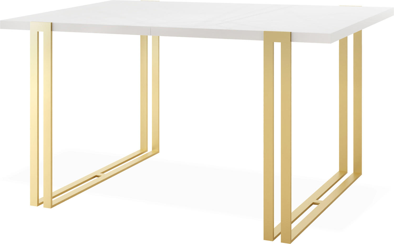 ESSTISCH Stella rechteckig ausziehbar, Weiß 160-260/90/76 cm - Goldfarben/Weiß, Holzwerkstoff/Metall (160/90/76cm) - WFL GROUP