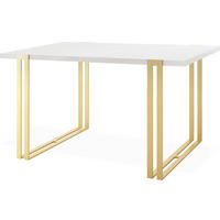 ESSTISCH Stella rechteckig ausziehbar, Weiß 160-260/90/76 cm - Goldfarben/Weiß, Holzwerkstoff/Metall (160/90/76cm) - WFL GROUP