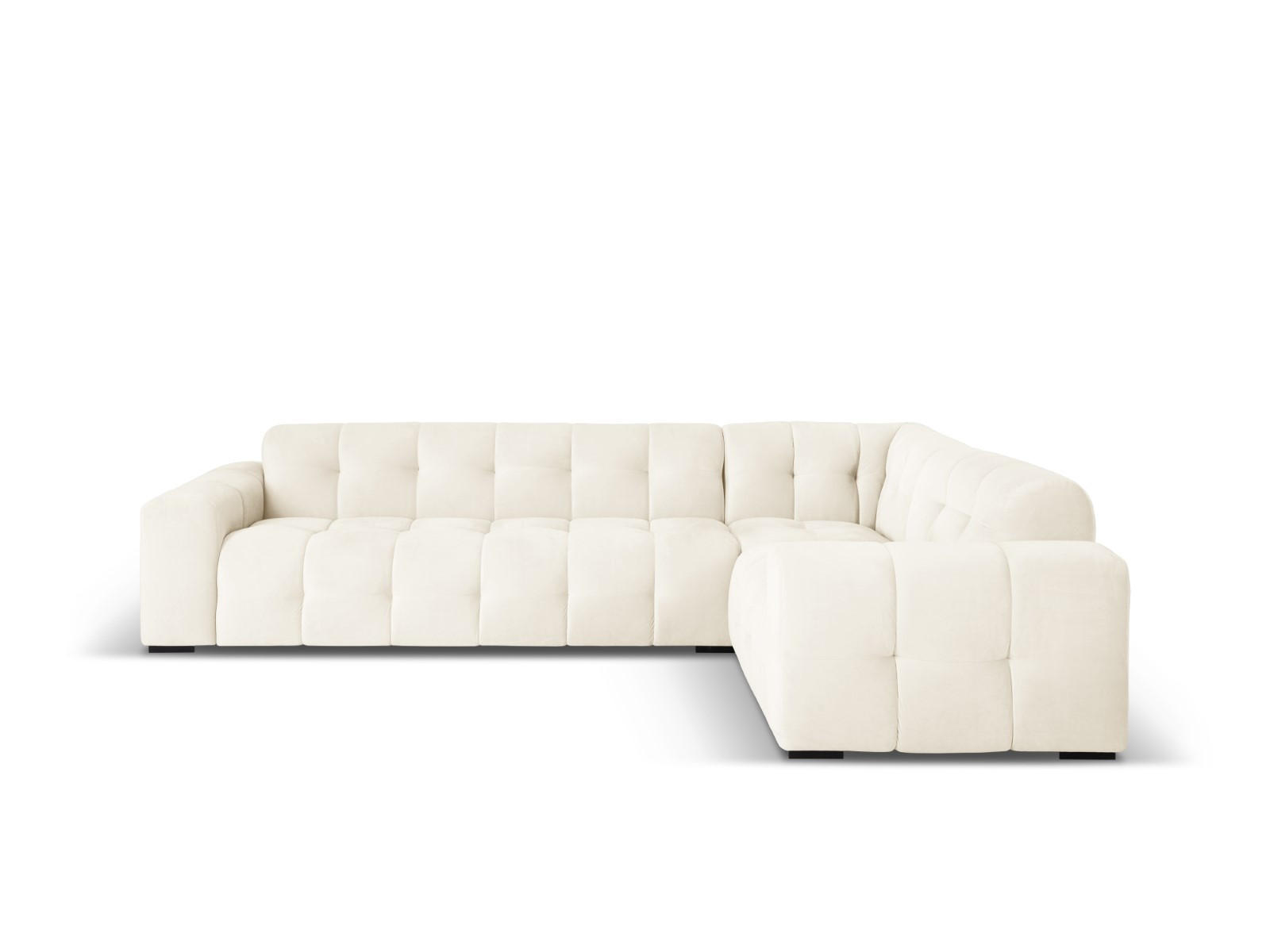 ECKSOFA rechts Kendal aus Samt leichtes beige 6 Sitzplätze - Creme, Textil (231/332cm) - Micadoni