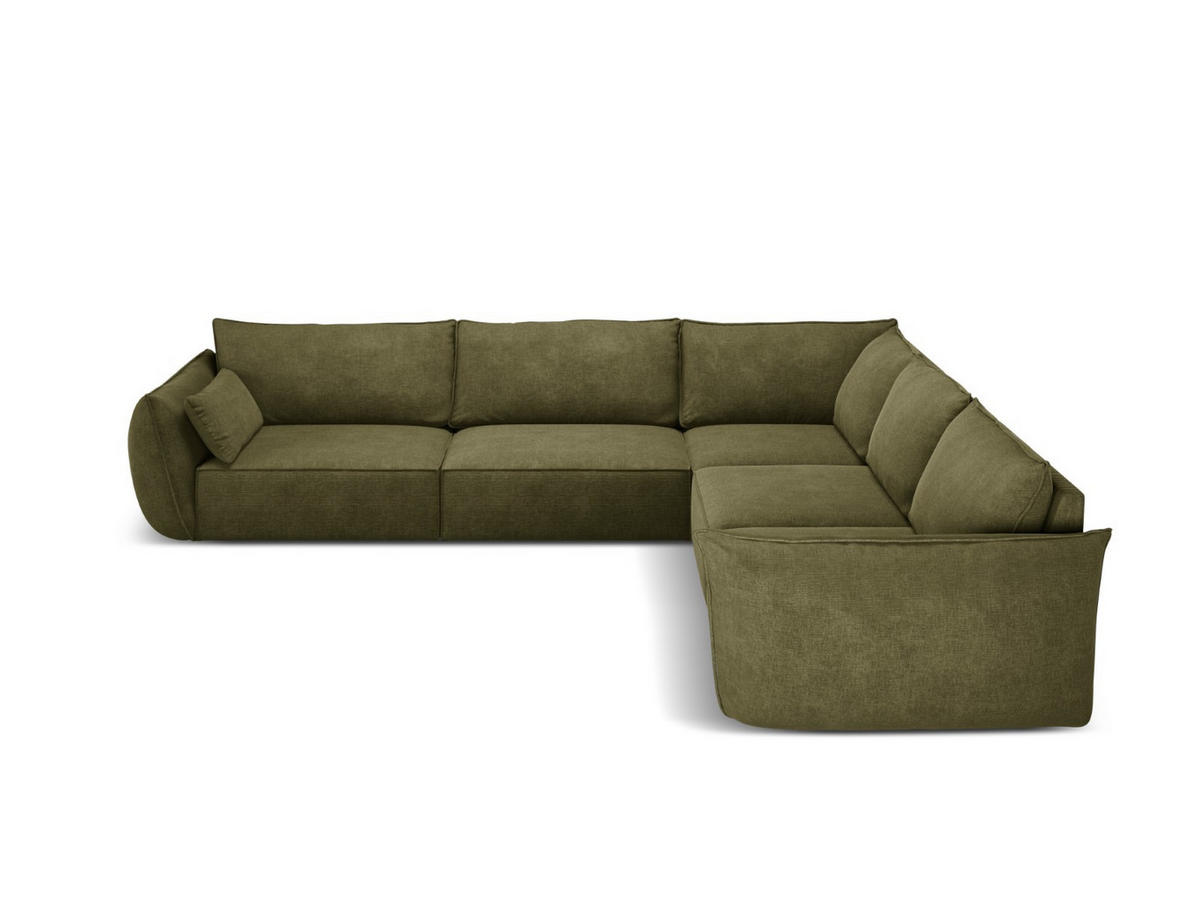 WENDBARES-ECKSOFA Kaelle aus Chenille-Stoff grün 7 Sitzplätze - Grün, Textil (286/286cm) - Micadoni