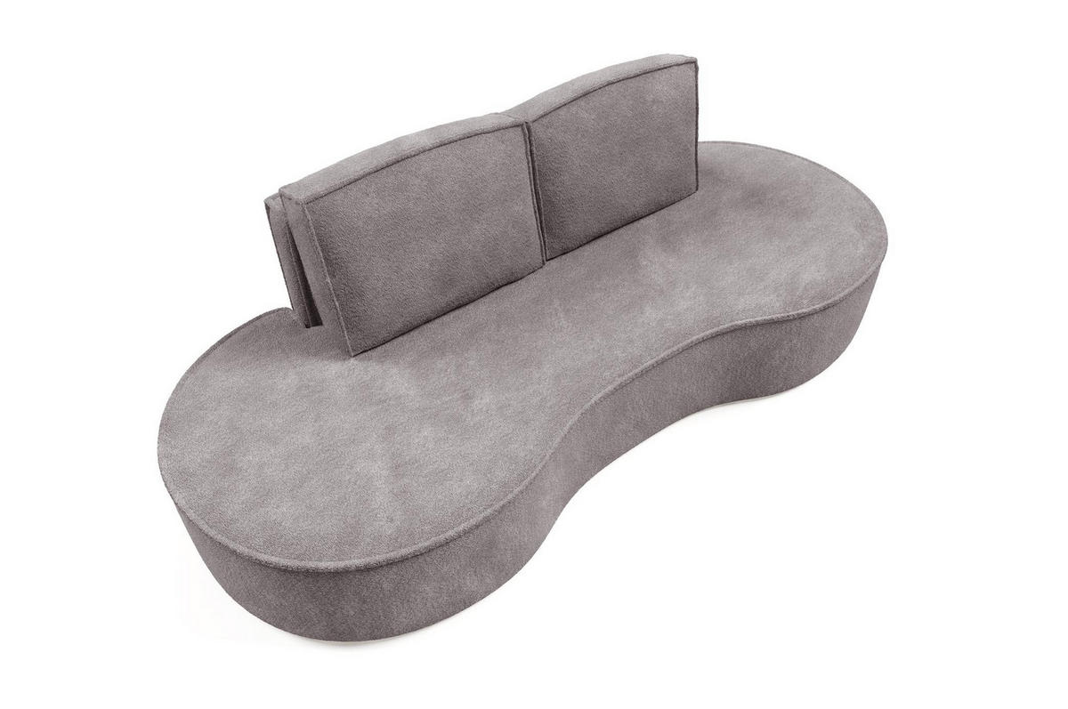 SOFA Flow Grau, mit Kissen in Abriamo Stoff - Grau, Holzwerkstoff (234/88/101cm) - Bettso