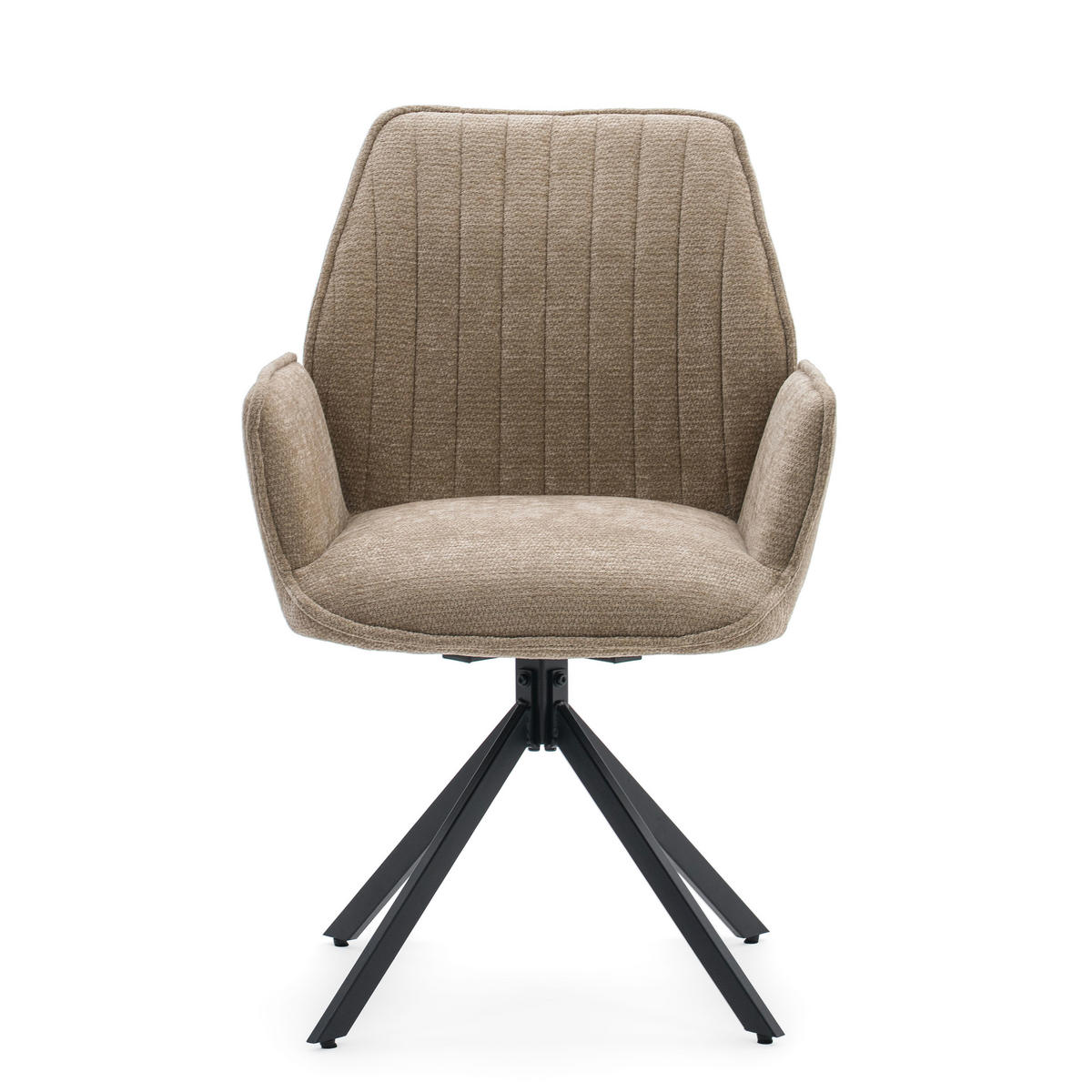 STUHL MERANO drehbar gepolsterter mit Steppung - beige - Chenille - Beige/Schwarz, Textil/Metall (58/90/61cm) - NEW HOME