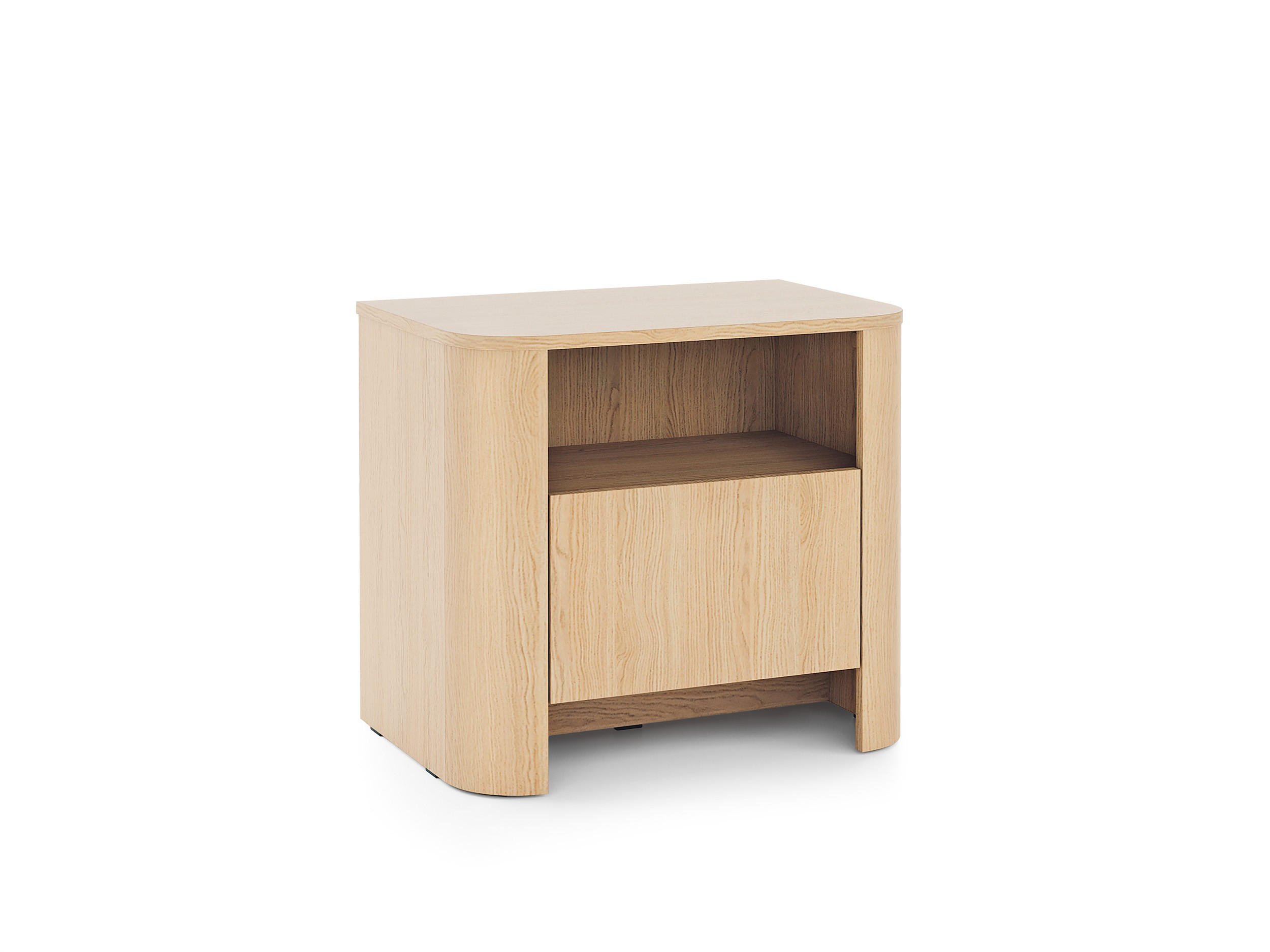 NACHTTISCH Fari Eiche Vincenza, mit Schublade - Hellbraun/Schwarz, Holzwerkstoff (58/52/39cm) - Bettso