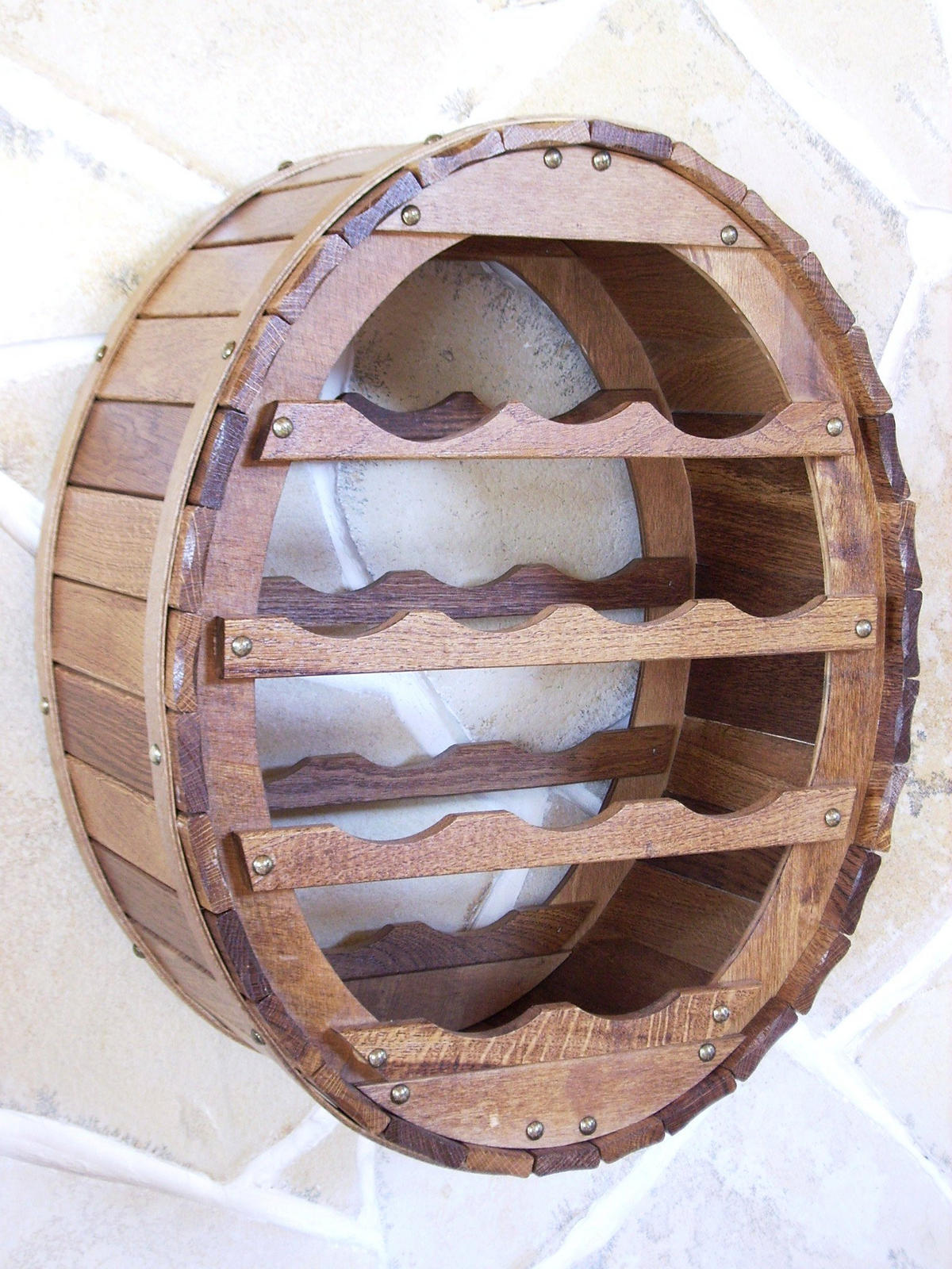 WEINREGAL 12 Flaschen für die Wand Holz Braun gebeizt - Braun, Holz (45/56/24cm) - DanDiBo