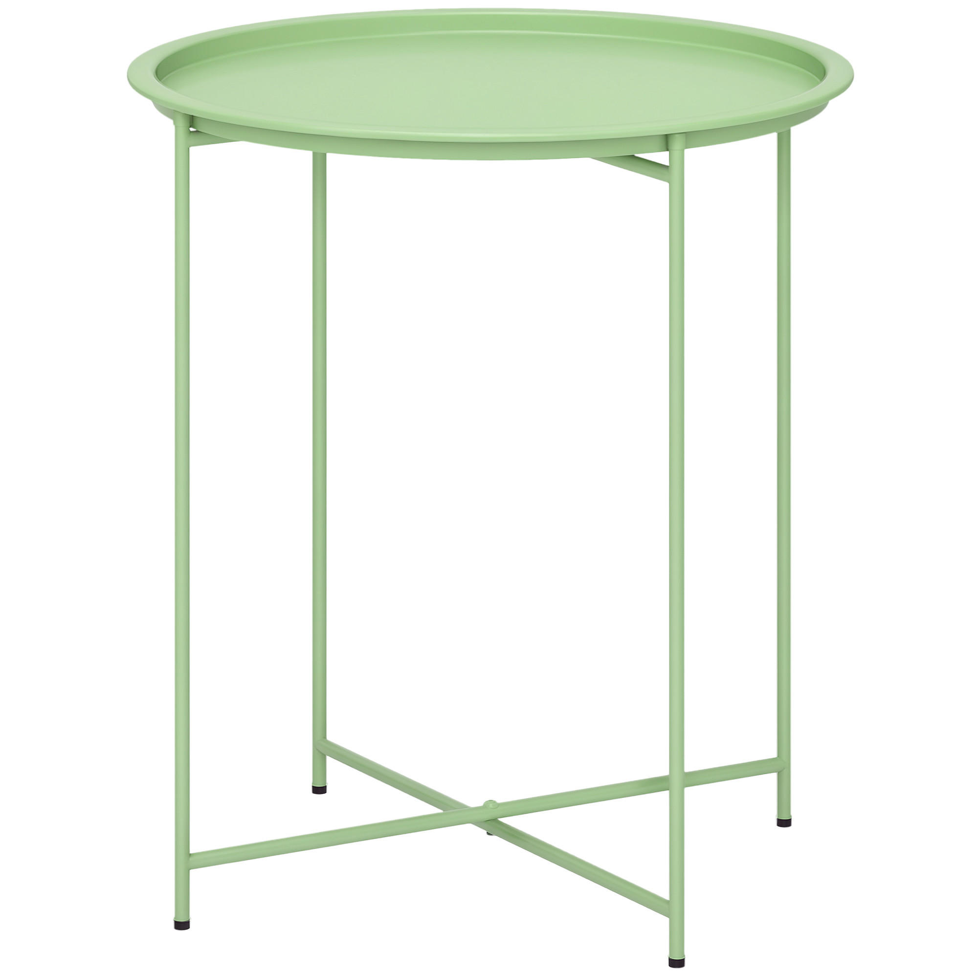 GARTENTISCH DE-07252 rund mit herausnehmbarem Tablett und klappbar Grün - Grün, Metall (46/46/53cm) - ComfortXL