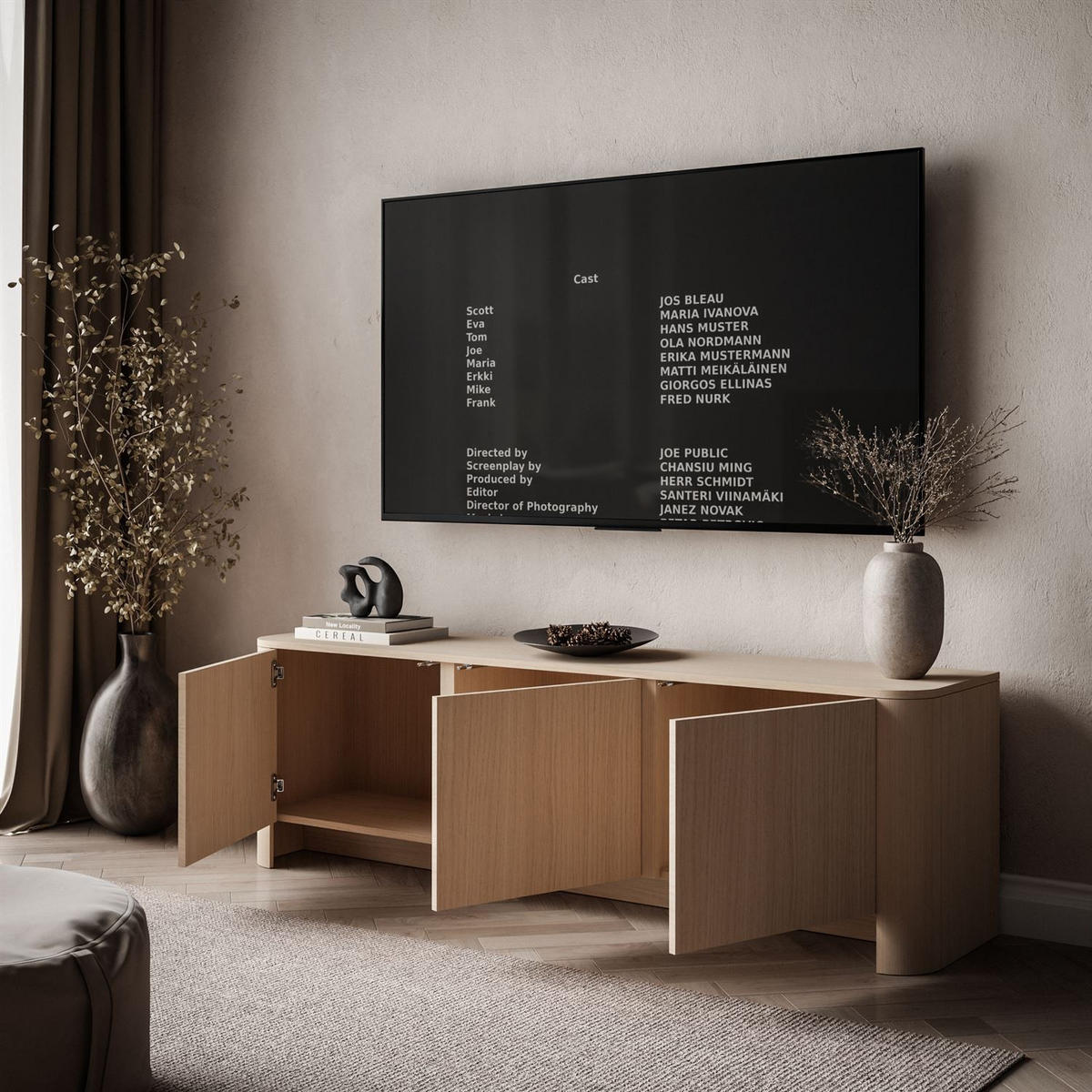 TV-SCHRANK DESTINY II, dreitürig - Eichefarben, Holzwerkstoff (168/52/39cm) - Lookway