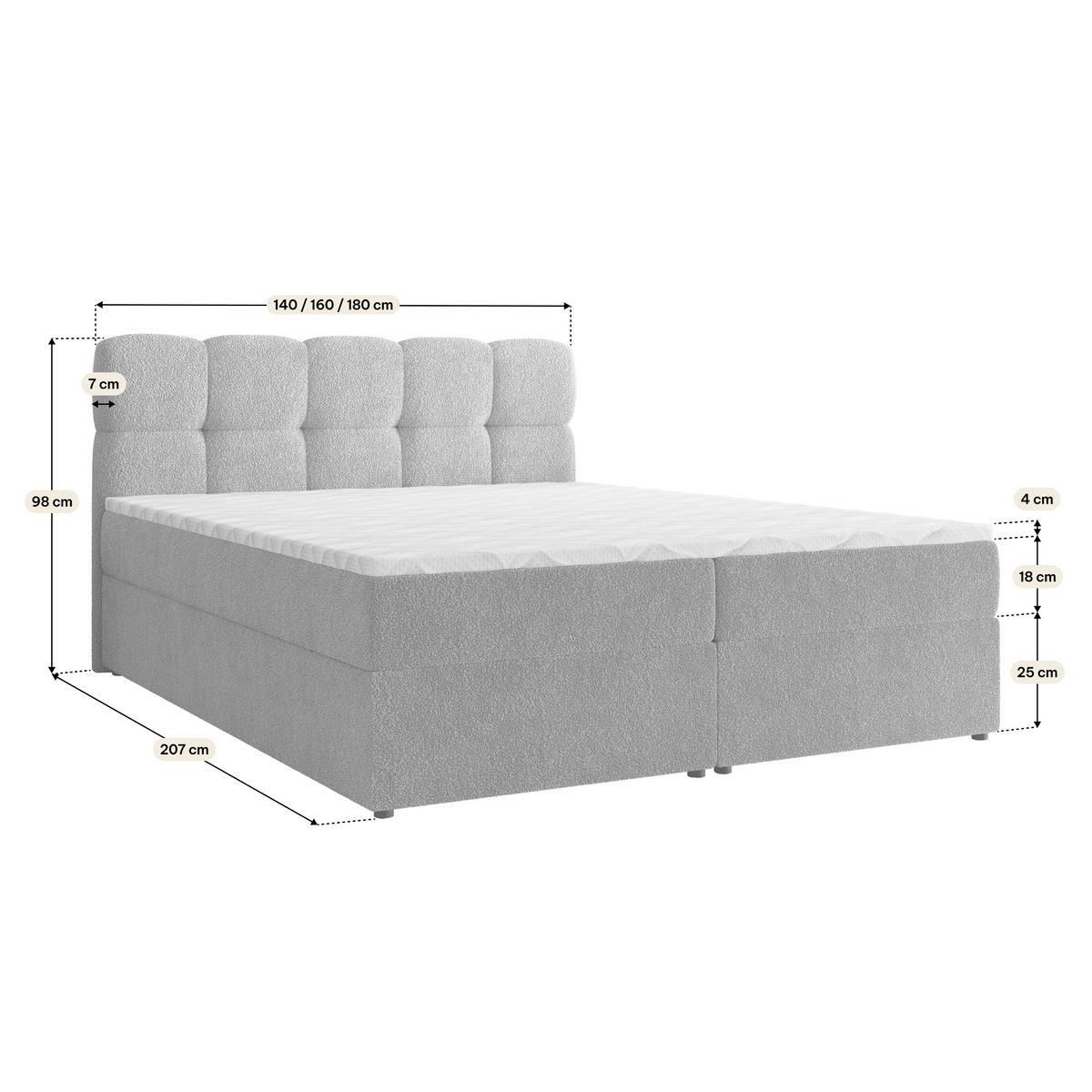 BOXBETT MERU 180x200 cm mit Matratze und Topper - Grün - Grün, Holz (180/200cm) - MASSENO