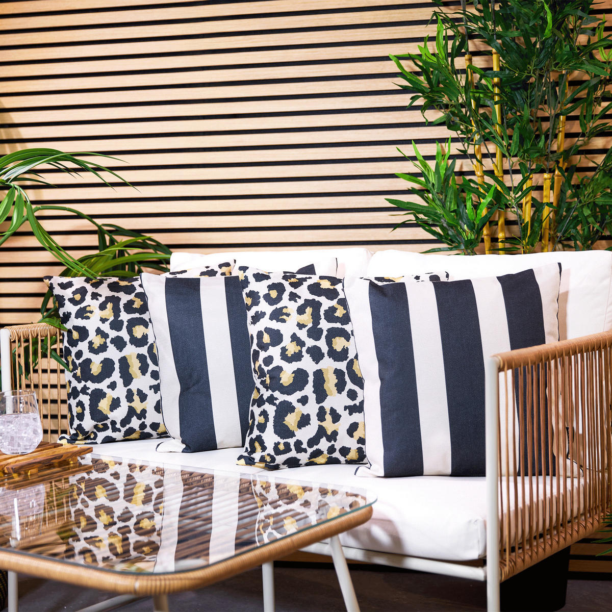 OUTDOOR-KISSEN 4er-Set - Multicolor/Creme, Textil (43/43cm) - icon