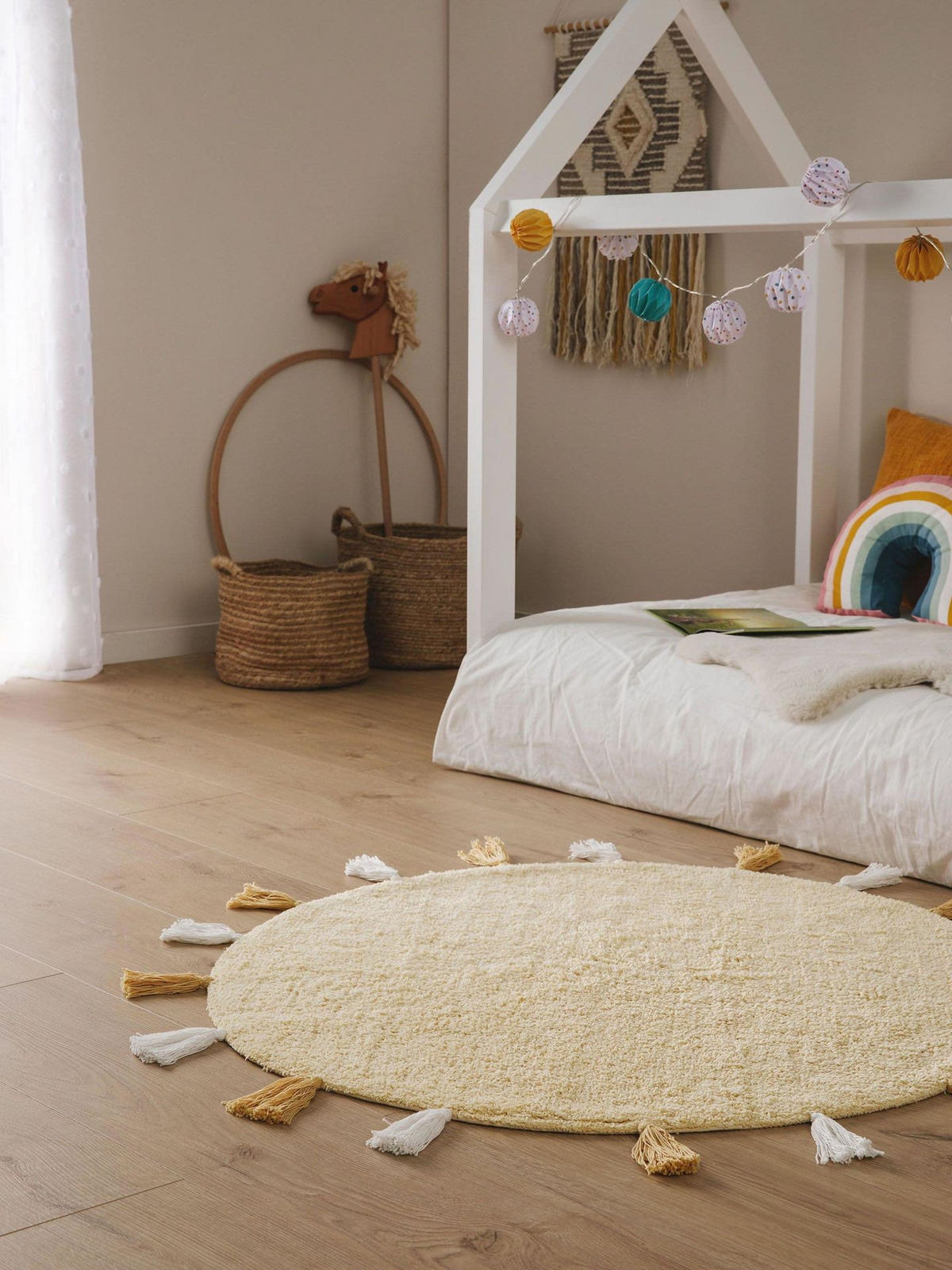 KINDERTEPPICH waschbar Malu Gelb ø 100 cm rund - Gelb, Naturmaterialien/Textil (100/1cm) - KUNSTLOFT