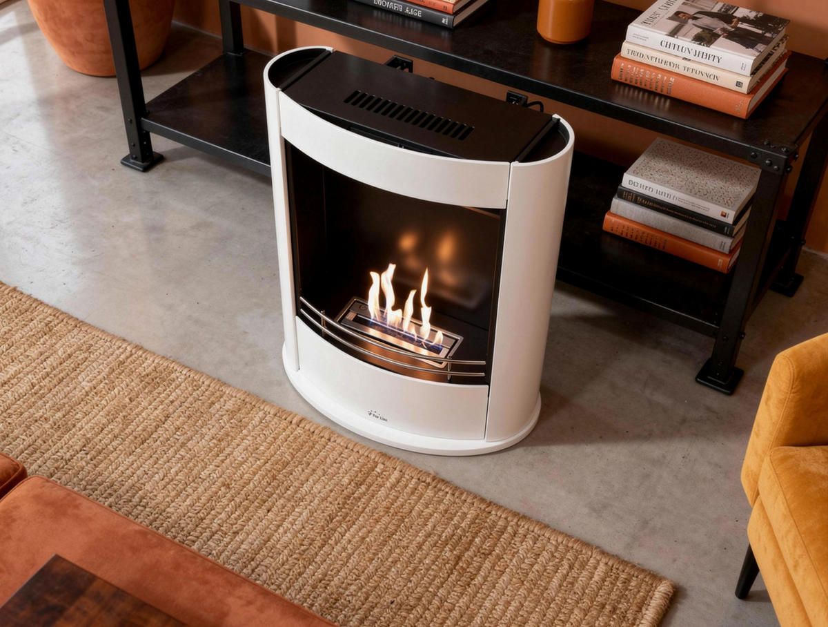 BIOETHANOL-KAMIN Weiß Bodenmodell inklusive 1 L Brennblock - Weiß, Metall (70/76/26cm) - Purline