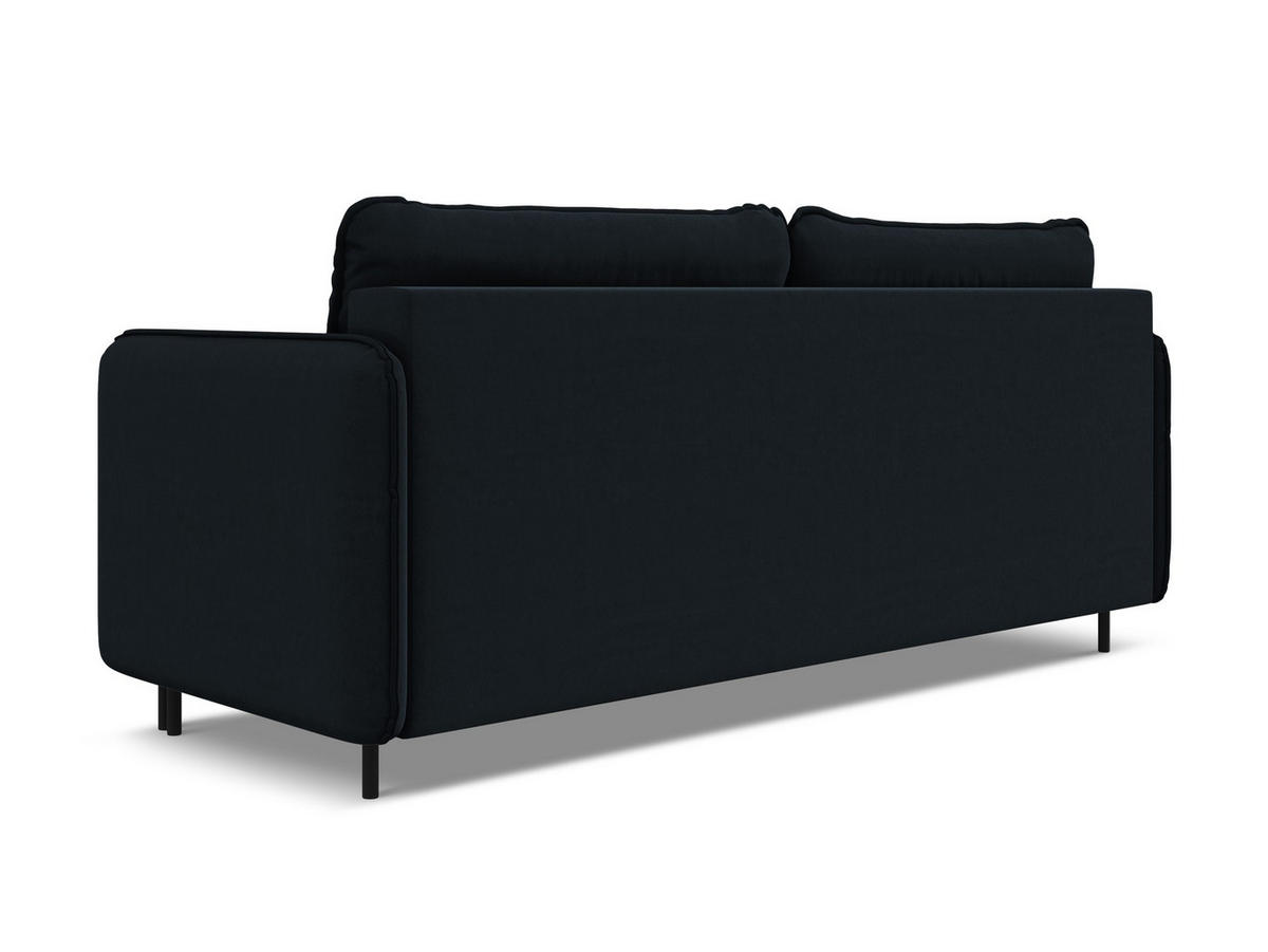 3-SITZER SOFA mit Schlaffunktion Samt Stoff Blau - Blau/Schwarz, Holz/Textil (226/90/92cm) - Makamii