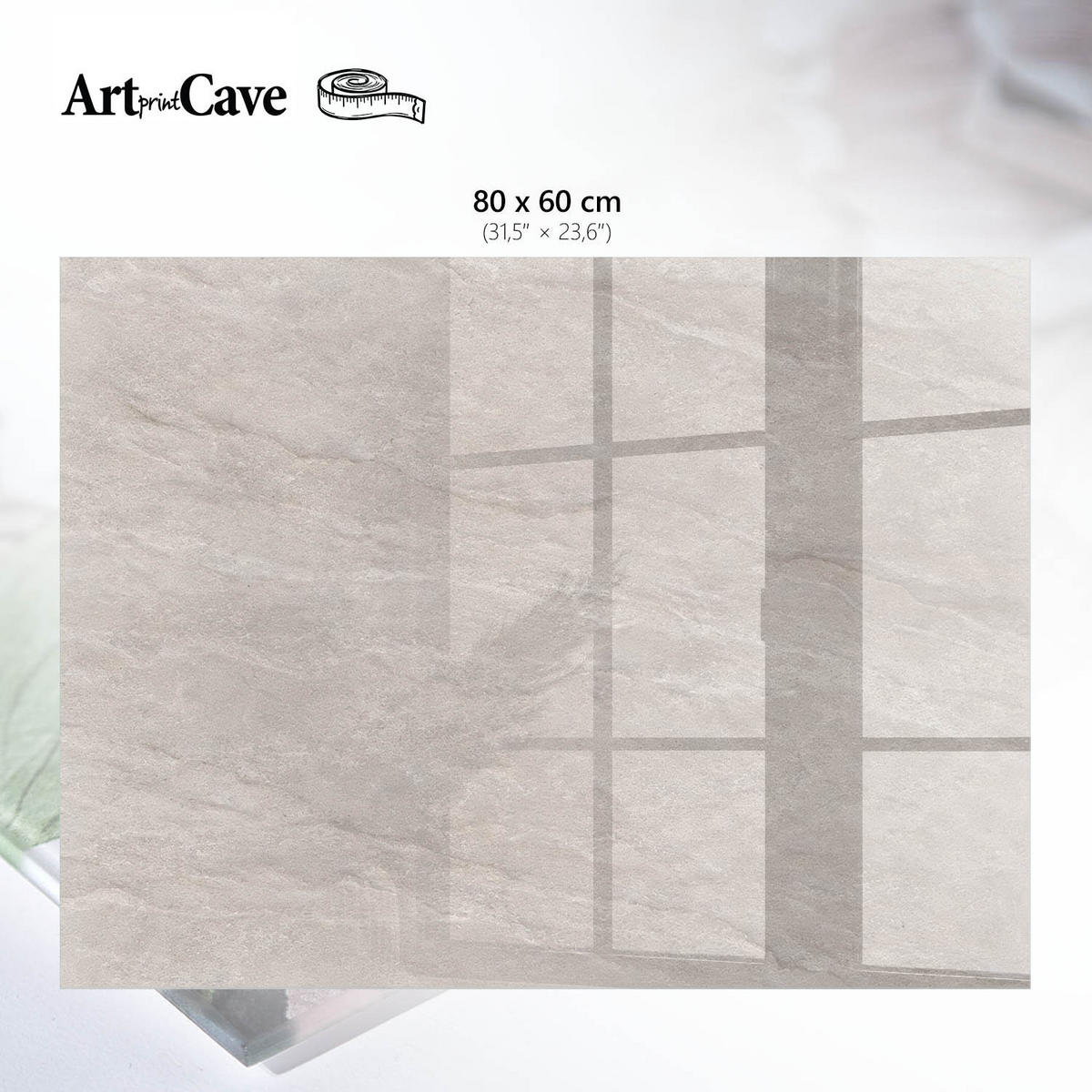 GLASPLATTE 80x60 cm – Grauer Stein - Grau, Glas (0.4/80/60cm) - ArtPrintCave