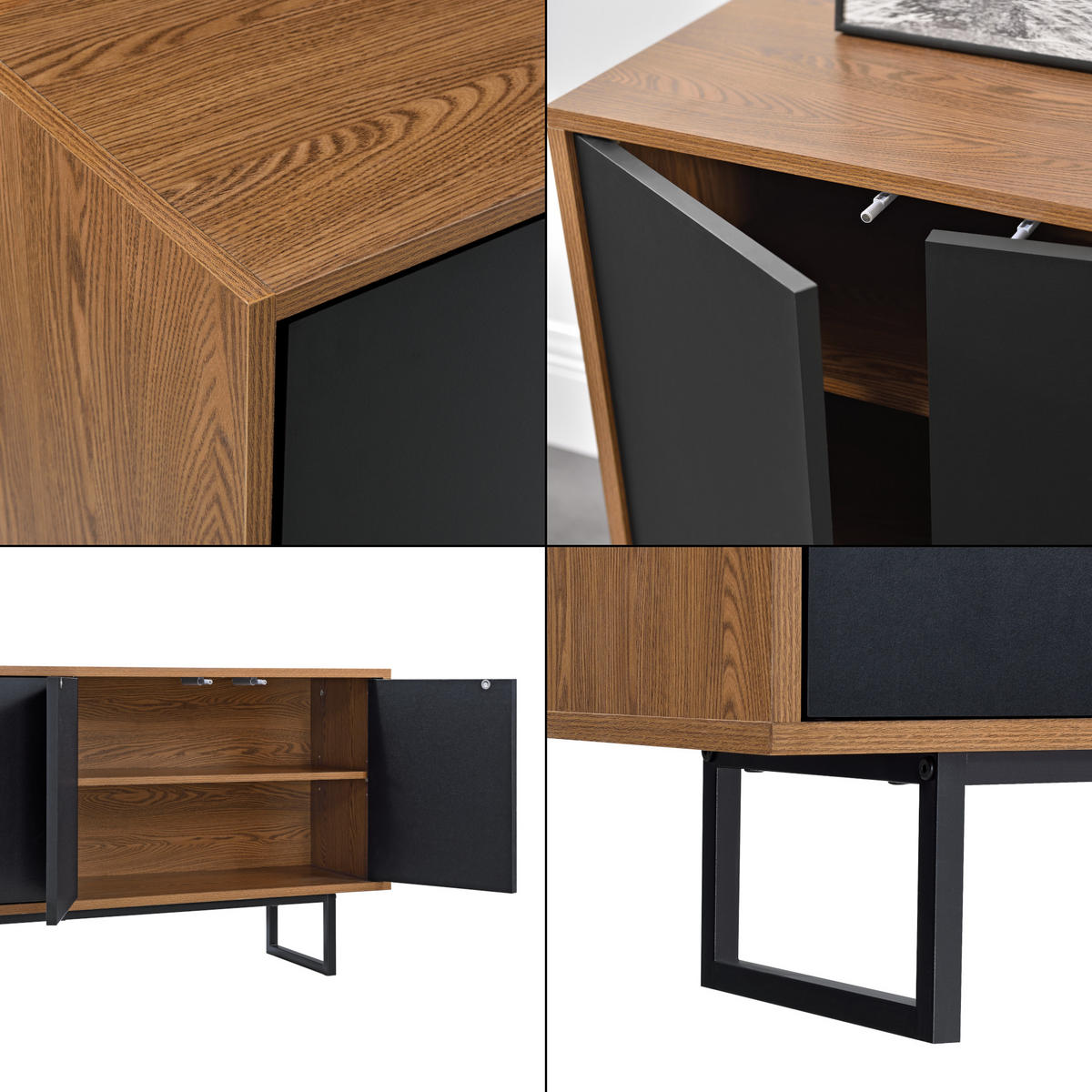 SIDEBOARD Mariestad - Schwarz, Holzwerkstoff/Metall (120/55/30cm) - [en.casa]