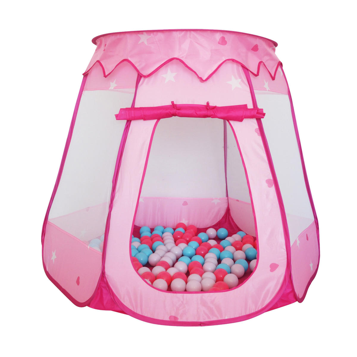 BÄLLEBAD - Rosa, Kunststoff/Textil (118/118/95cm) - Relaxdays