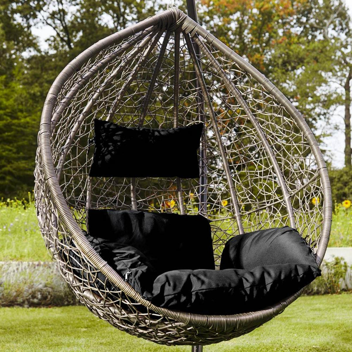 POLYRATTAN Hängesessel CIELO - Schwarz nur Korb - Schwarz/Grau, Kunststoff (104/200/104cm) - Home Deluxe