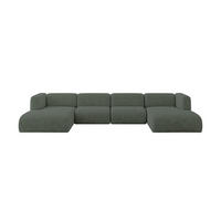 WOHNLANDSCHAFT MIRA-U2 408x179x70 Grün Velours - Schwarz/Grün, Holzwerkstoff/Kunststoff (408/70/179cm) - ALTDECOR