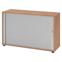 ROLLLADENSCHRANK - 2 Ordnerhöhen 40/120/74,8 cm in Nussbaumfarben/Silberfarben Bogengriff (Metall) - Silberfarben/Nussbaumfarben, Holzwerkstoff (120/74.8/40cm) - bümö