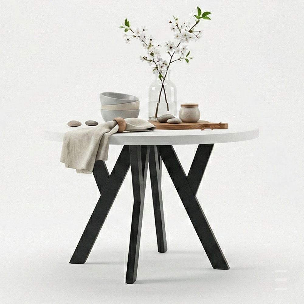 Dekori_Interiors Esstisch Weiß, Schwarz 110x77x160 cm