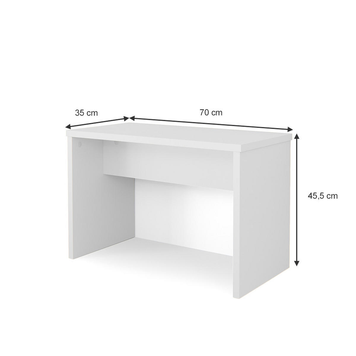 SITZBANK Weiß 70 cm für Schminktisch - Weiß, Holzwerkstoff (70/45.5/35cm) - Vicco