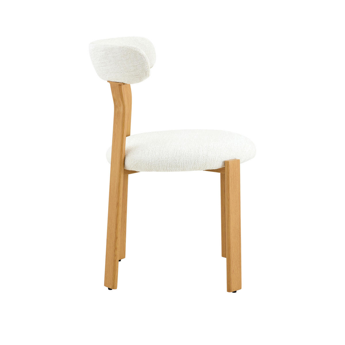 STUHL mit Bouclé-Bezug Weiß Holz - Weiß, Holz (44/79/55.5cm) - Meubliv