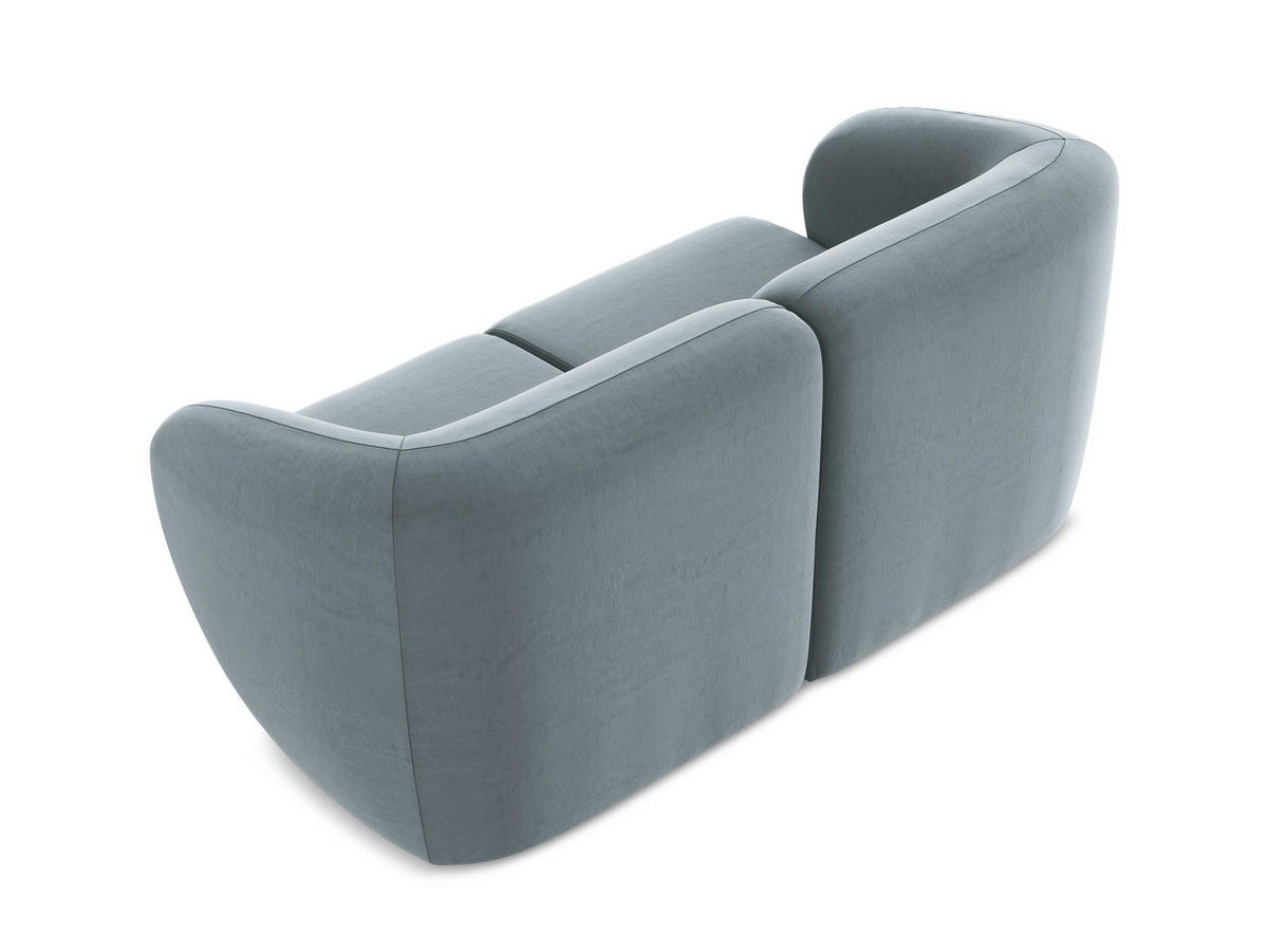 2-SITZER-SOFA Samt Stoff Blau - Schwarz/Hellblau, Holzwerkstoff/Kunststoff (174/75/94cm) - Makamii