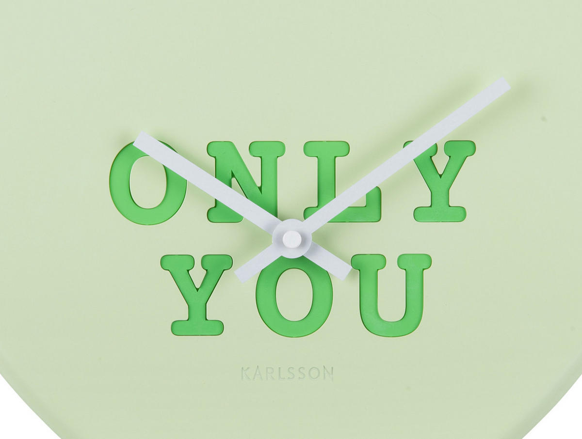 WANDUHR Heart Candy 27/30/27 cm - Grün, Kunststoff (30/27/27cm) - Karlsson