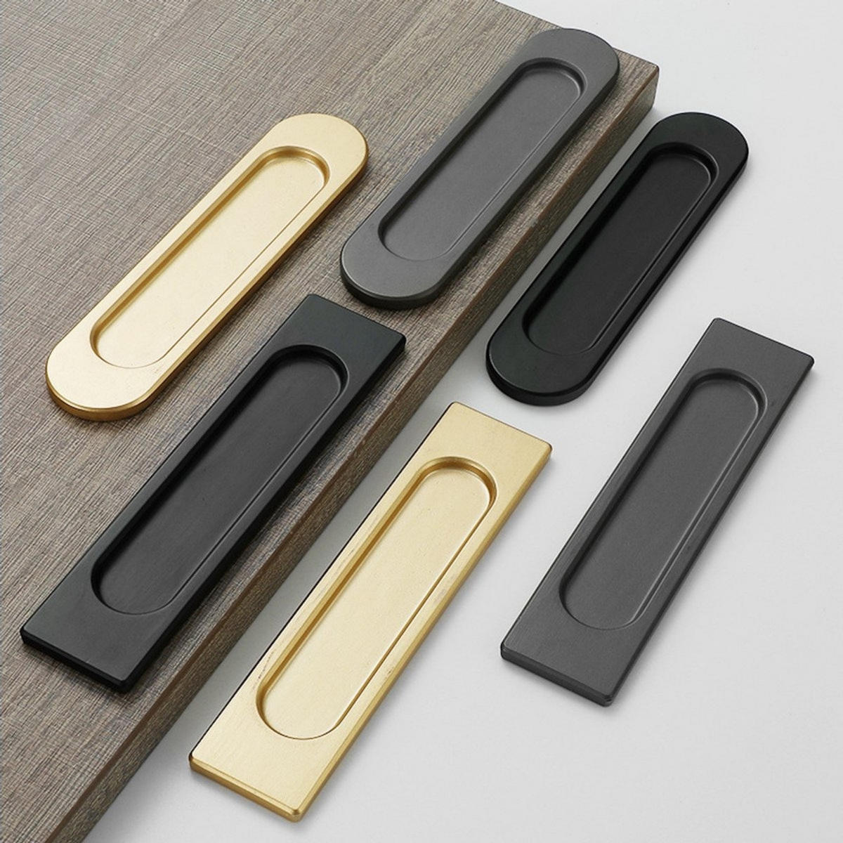 SCHIEBETÜRGRIFF 4er-Set Schwarz Metall 149 x 35 x 6 mm selbstklebend Möbel - Schwarz, Metall (3.5/0.6/14.9cm) - MCBOSON