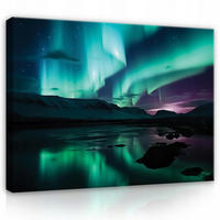 LEINWAND BILDER Polarlichter Natur 100x70 - Multicolor, Holzwerkstoff (100/70cm) - Wallarena