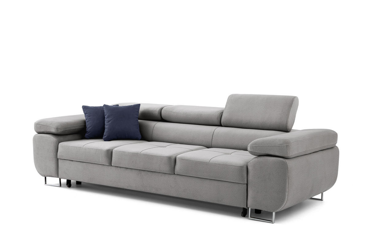 3-SITZER-SOFA WILD Grau - Chromfarben/Grau, Holz/Textil (262/90/102cm) - Muffo